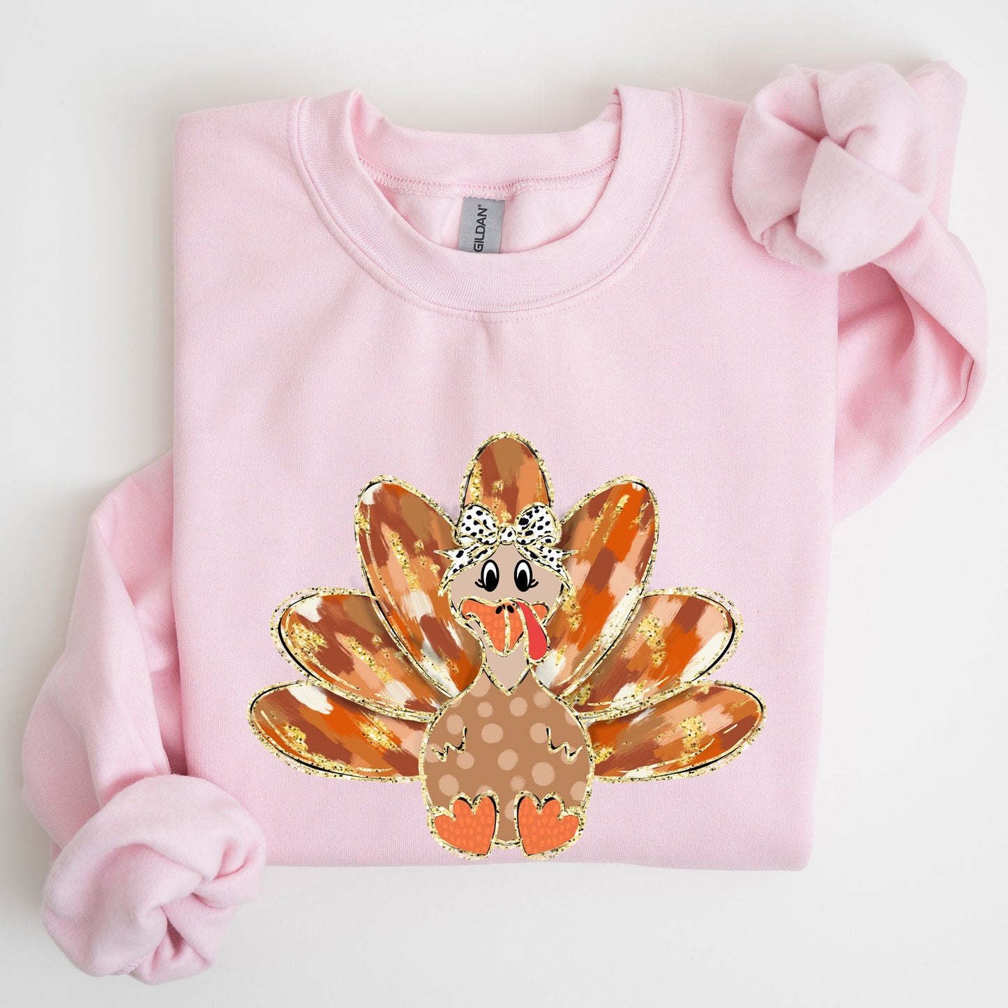 Thanksgiving Turkey Autumn Painted Graphic Fall Harvest Illustration Cozy Sweatshirt