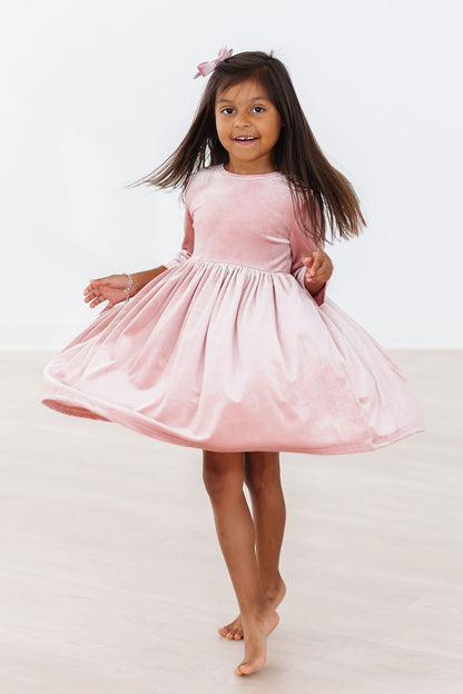 Vintage Pink Velvet Twirl Dress