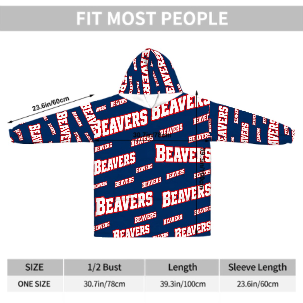 Adult Blanket Hoodie Beavers