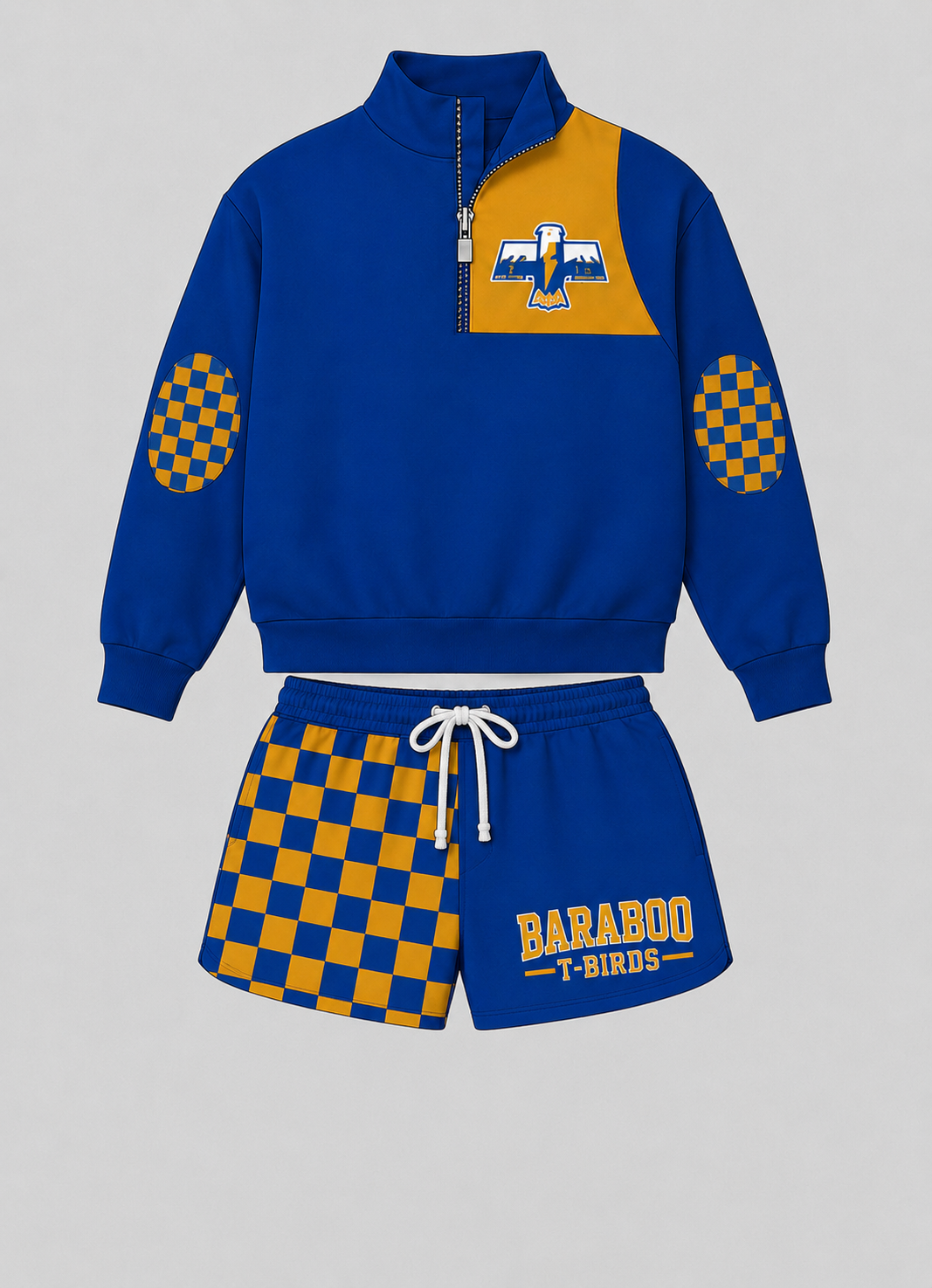 Kids Athletic Long Sleeve Half Zip Top and Shorts