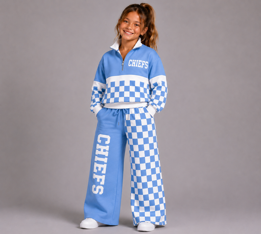 Kids Athletic Half zip Pullover and Wide Leg Pants
