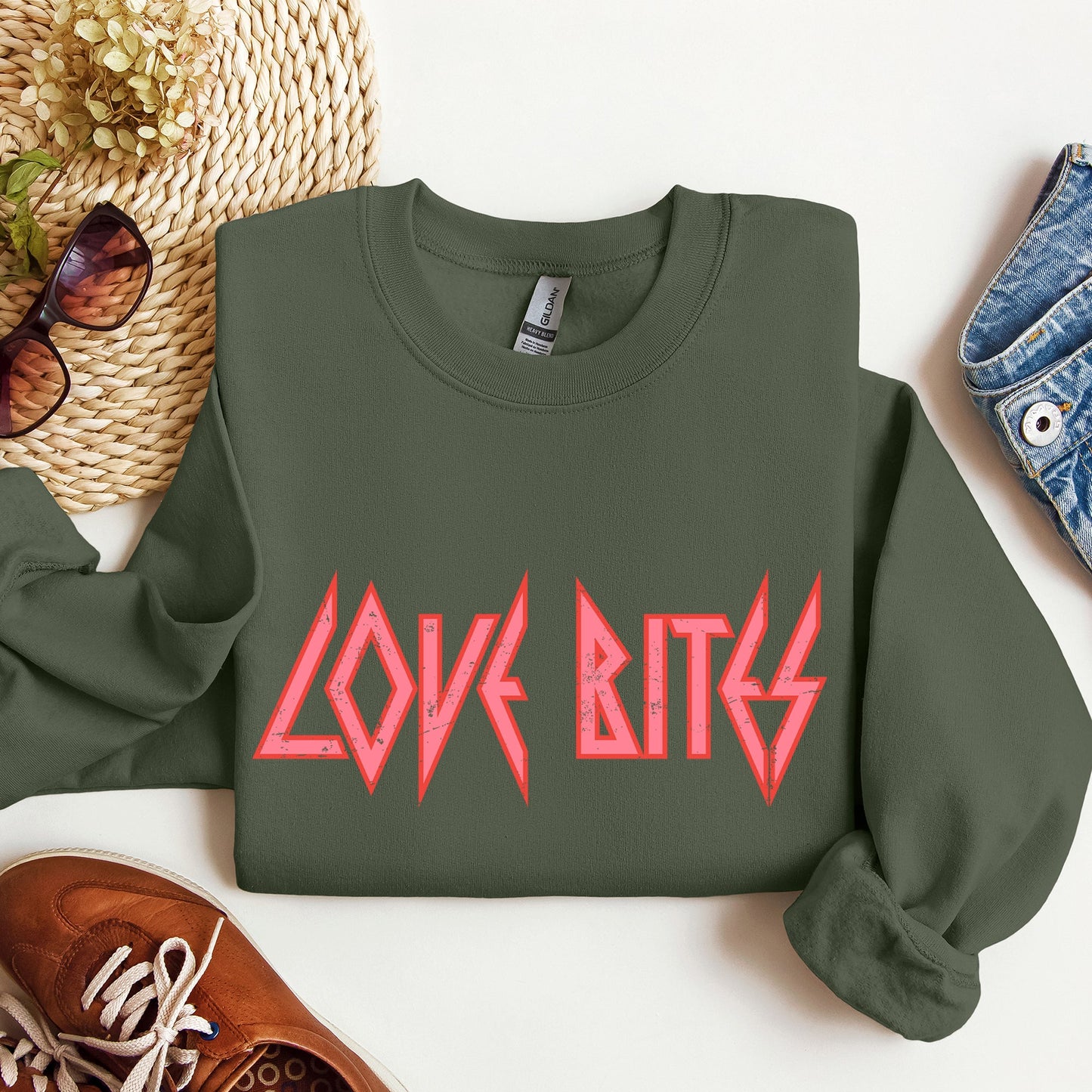 Love Bites Def Retro 80s Rock Music Nostalgia Valentine's Day Limited Edition Sweatshirt