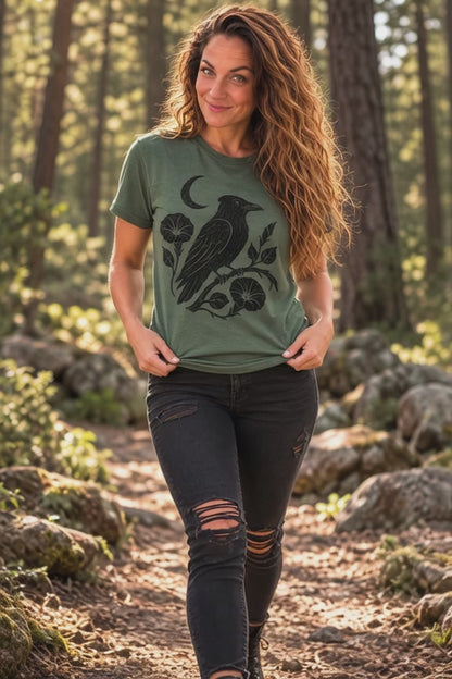 Crow Silhouette Tee | Gothic Nature Bird Graphic T-Shirt