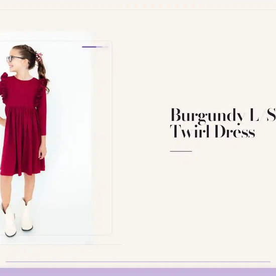 Burgundy L/S Ruffle Twirl Dress by@Outfy