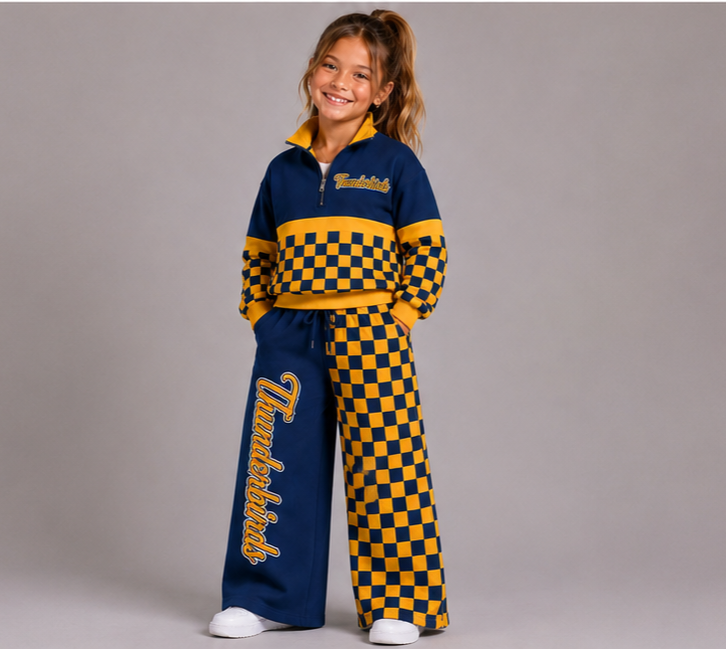 Kids Athletic Half Zip Pullover and Wide Leg Pants