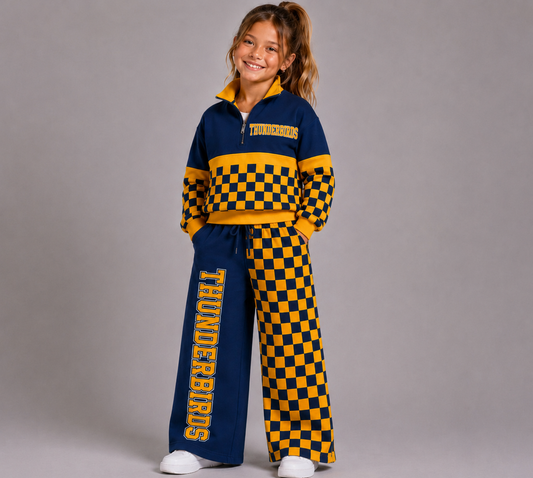 Kids Athletic Half Zip Pullover and Wide Leg Pants