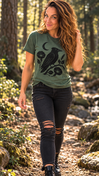 Crow Silhouette Tee | Gothic Nature Bird Graphic T-Shirt