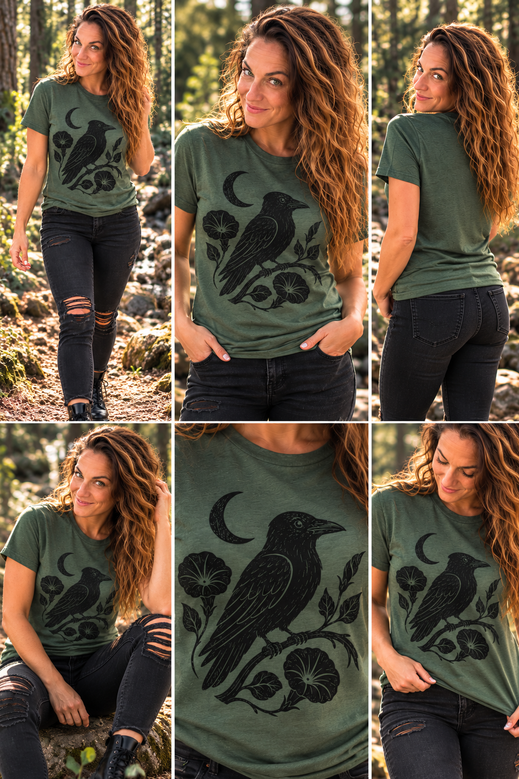 Crow Silhouette Tee | Gothic Nature Bird Graphic T-Shirt