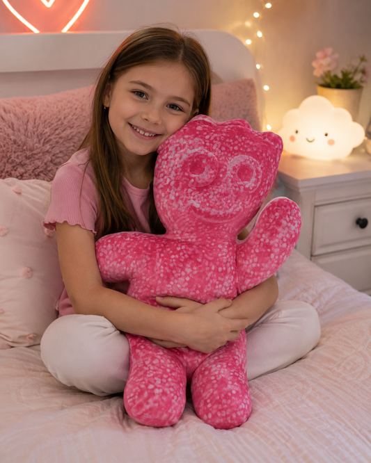 Gummy Bear Shaped Pillow — Cute Pink Candy Plush Pillow