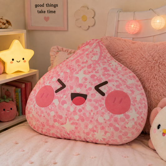Kawaii Pink Sparkle Face Custom Shaped Pillow